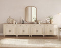 WAMPAT Buffet Cabinet with 8 Doors and 4 Drawers, Large Coffee Bar Table Wood by WAMPAT