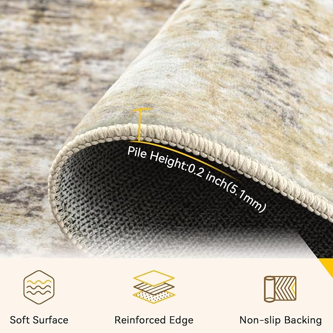 RELEANY Washable Area Rugs 9'x12' Non-Slip Modern Abstract Soft - Image 4