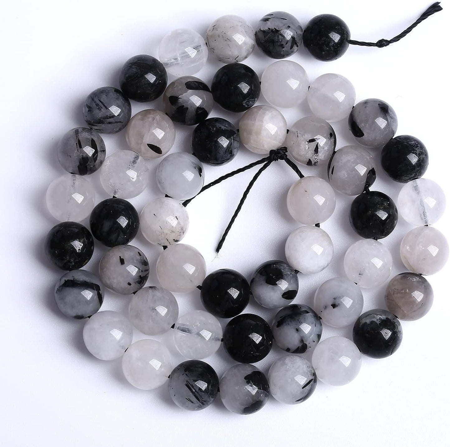 90pcs 4mm AAA Natural Black Quartz Rutilated Beads Round Loose Beads for Jewelry Making DIY Bracelet Crystal Energy Healing Power Stone (Black Rutilated Quartz Crystal, 4mm)