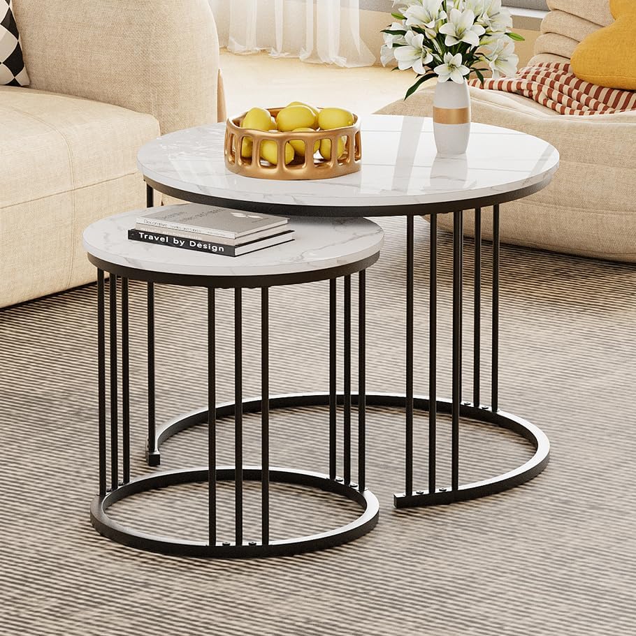 Garden 4 you Coffee Table Faux Marble Nesting Table - Image 2