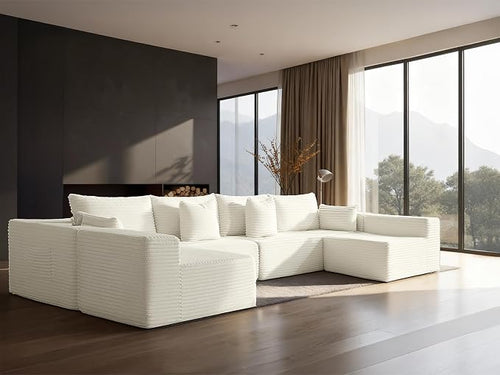 138" Cloud Sectional Couch, Comfort U Shaped Sofa by VYUXWO
