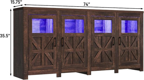 74" Large LED Farmhouse TV Stand - Image 2