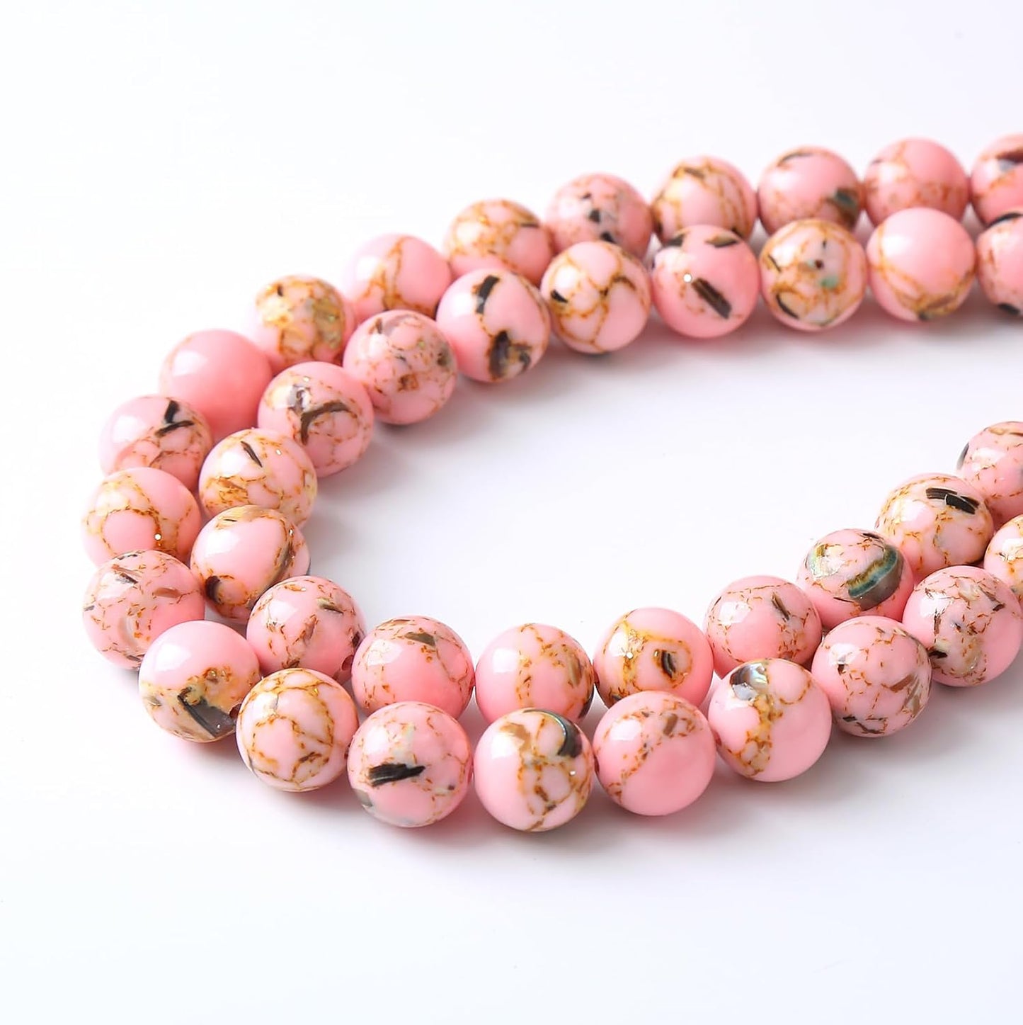 32PCS 12MM Natural Pink Shell Turquoise Beads for Jewelry Making with Mother-of-Pearl Round Loose Beads DIY Bracelet Accessories 15"(12mm, Pink Shell Turquoises)