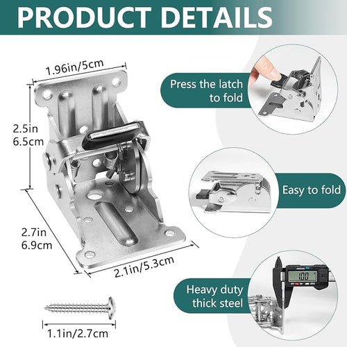 4 Pack Folding Brackets, Self-Lock Hinge - Image 2