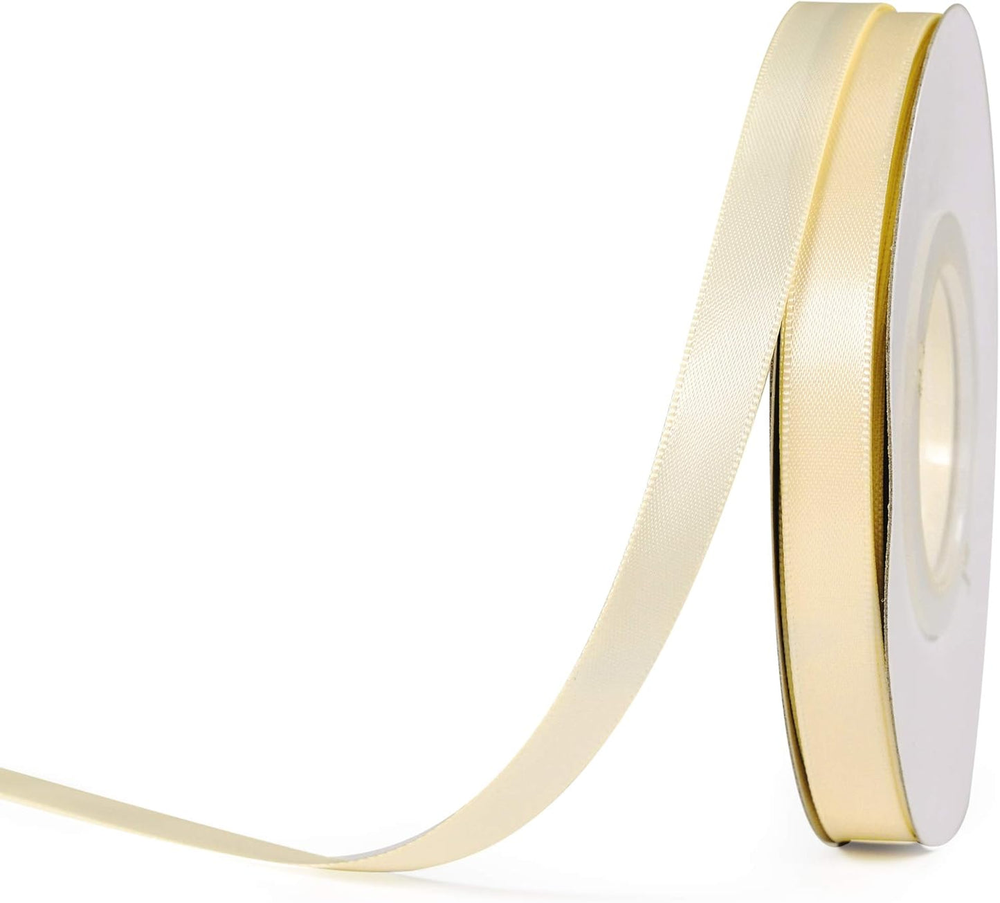 YAMA Ivory Double Faced Satin Ribbon 3/8 Inch 25 Yards Thin Ivory Fabric Ribbon for Gift Wrapping Crafts Bows Wedding Party Decoration