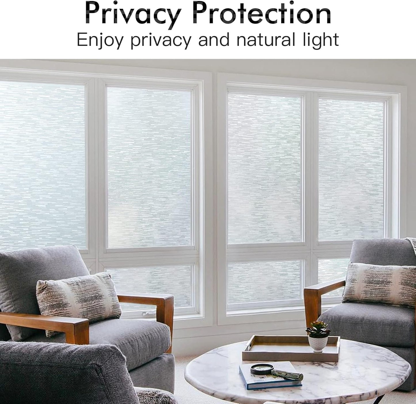 Haton Window Privacy Film, Frosted Glass Static Cling Sun Heat Blocking Window Clings, Frosting Opaque Coverings, Vinyl Removable Stickers Tint for Home Door Office, Non Adhesive 11.8" x 78.7"