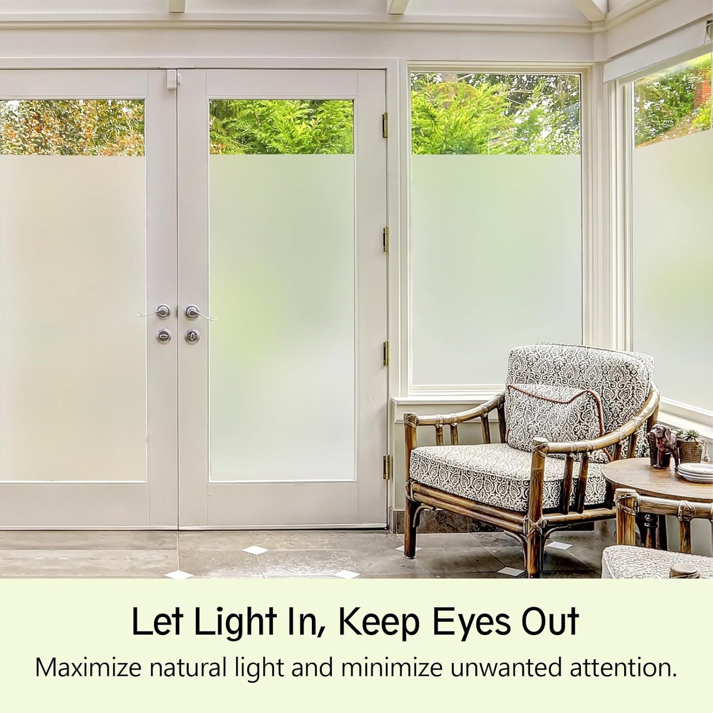 Frosted Glass Window Privacy Film - UV Sun Blocking Heat Control, Static Cling Removable & Reusable for Home, Bathroom, and Office (Frosted 45.2 Inch x 6.5 Feet)