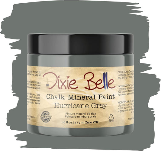 Dixie Belle Paint Company Chalk Finish Furniture Paint - Hurricane Gray (16oz) - Matte Medium Gray Chic Chalk Mineral DIY Furniture Paint