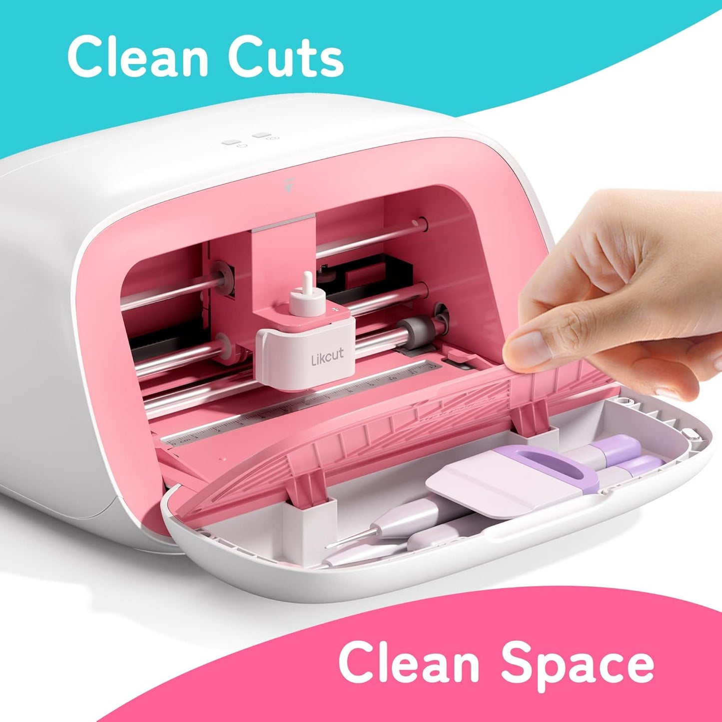 Likcut Vinyl Cutter Machine, Upgrade Cutting Machine Glee S501 for DIY Joy, Portable Smart Cutting Tool for Crafter, Sticker Decal Maker Printing for Family & School Fun Projects and Decorations, Pink