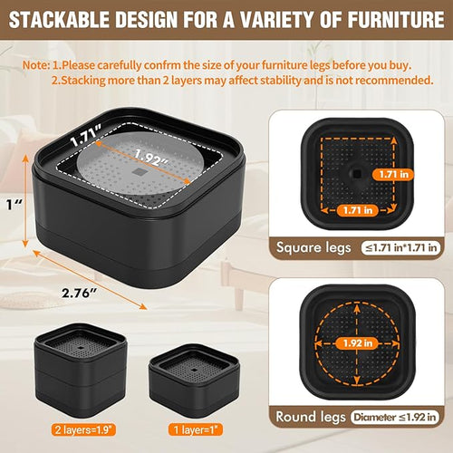 4 Pack Furniture Risers, Ajustable Bed Lifts Rrisers, 1 Inch Stackable Heavy - Image 2
