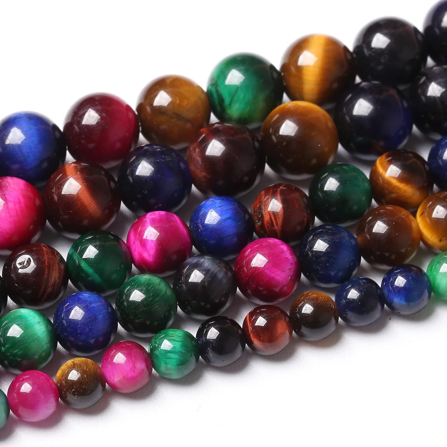 120pcs 6mm AAA Natural Colorful Tiger Eye Stone Beads Gemstone Round Spacer Loose Beads for Jewelry Making DIY Bracelet Necklace 32" 2 Strands