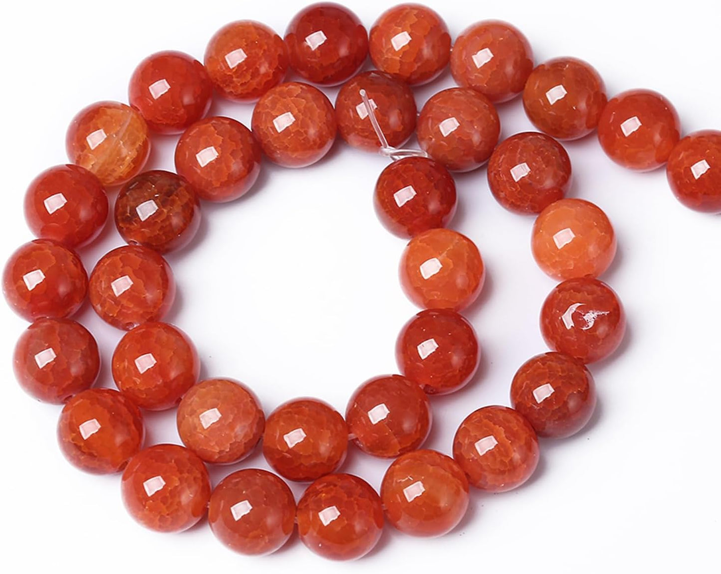 10mm 36pcs Natural Red Dragon Vein Agate Stone Beads for Jewelry Making Energy Healing Round Beads DIY Bracelet Necklace Accessories 15" (10mm, Red Dragon Vein Agate)