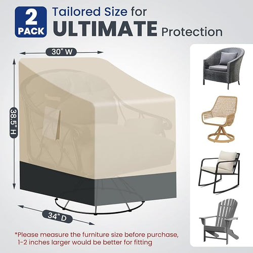 2 Pack Extra Heavy Duty Waterproof Patio Chair Covers - Image 2