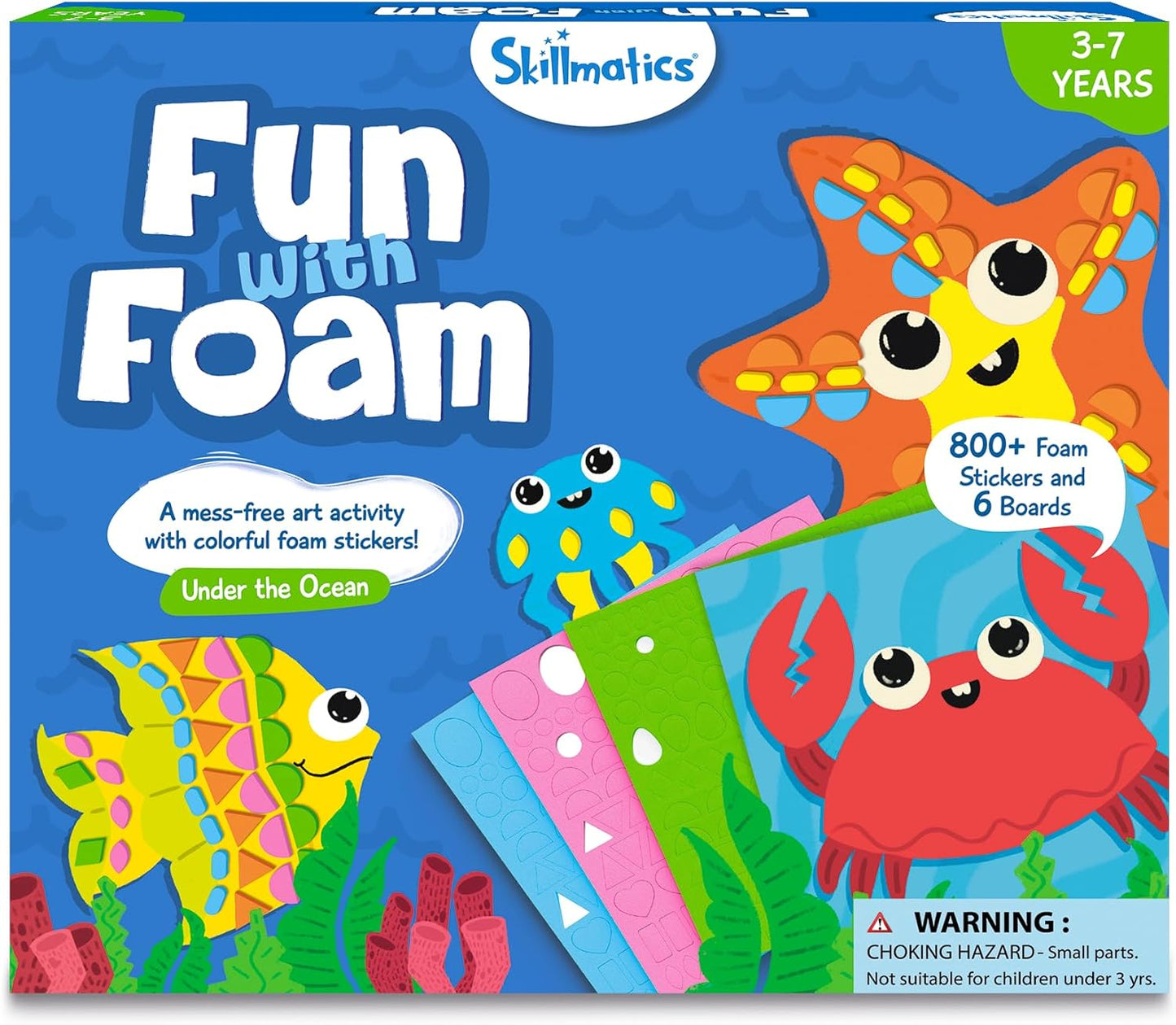 Skillmatics Foam Sticker Art Activity - Under The Ocean, Mess-Free Fun for Kids, 800+ 3D Foam Stickers, DIY Felt Craft Kits, Gifts for Girls & Boys Ages 3, 4, 5, 6, 7