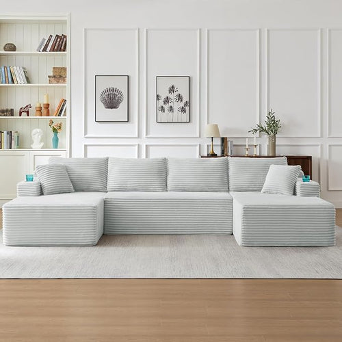 125" Modular Sectional Sleeper Sofa, Boneless Cloud Couch by HANXIN