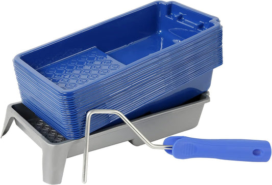 Mister Rui 4 Inch Paint Roller Tray - 22 Pack with Liners, Disposable Liners, Thickened Plastic