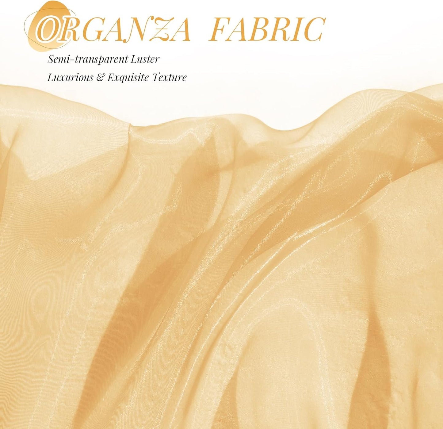 P Pothuiny Sheer Organza Fabric by The Yard, 1 Yard x 60 Inch Wide Bridal Champagne Organza Tulle Fabric Roll Shiny Gauze Fashion Dress Sewing Craft for Wedding Party Decorations Backdrop