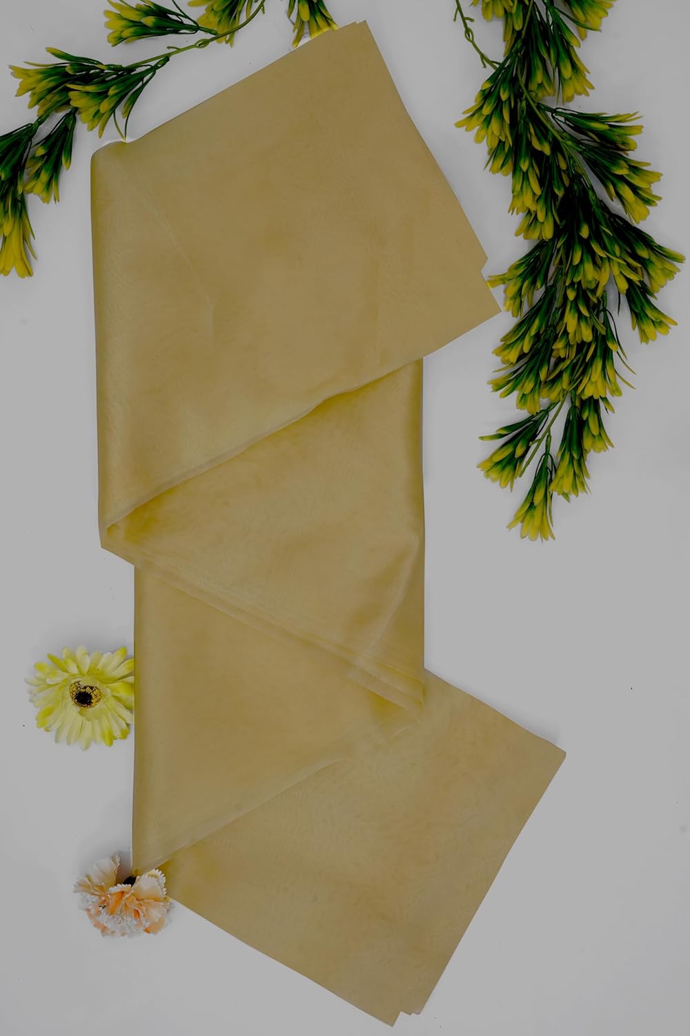 Organza Fabric 5 Yard Bridal Solid Sheer Organza Fabric Bolt for Wedding Dress, Fashion, Crafts, Decorations Silky Shiny Organza 44" - (5 Yard, Champagne)