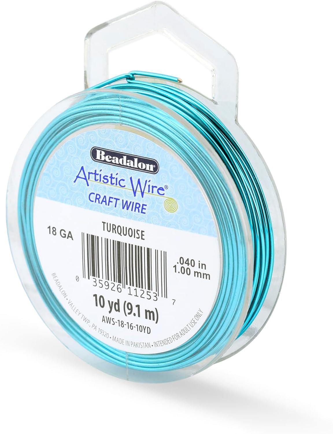 Artistic Wire, 18 Gauge Tarnish Resistant Colored Copper Craft Wire, Turquoise, 10 yd