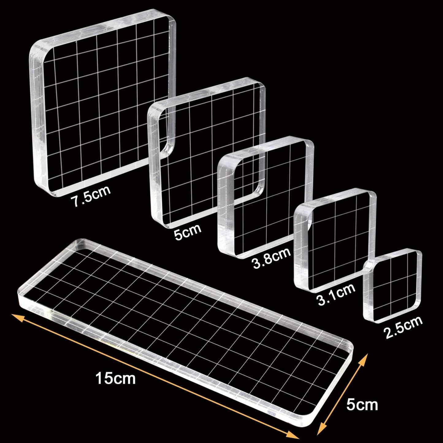 6 Pieces Stamp Blocks Acrylic Clear Stamping Blocks Tools with Grid Lines for Scrapbooking Crafts Making