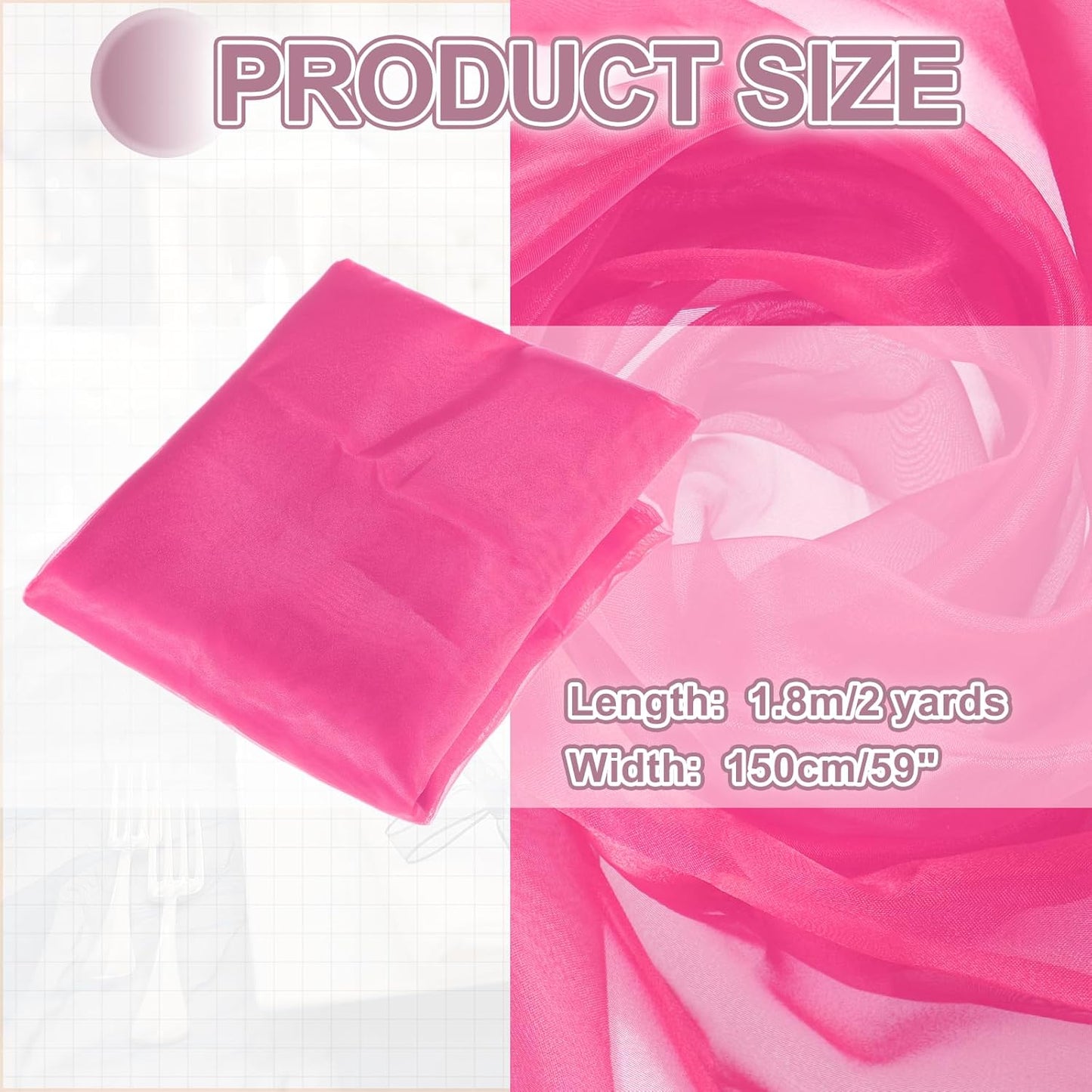 MECCANIXITY Iridescent Sheer Organza Fabric, 2 Yards x 59 Inches Solid Holographic Shiny Fabric Organza Cloth for Wedding, Curtains, Costume, Photo Background, Rose Red