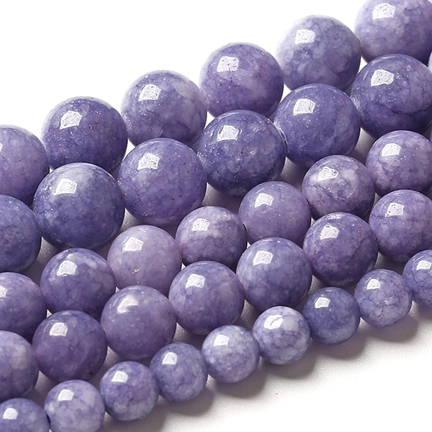 8MM Lavender Purple Chalcedony Natural Stone Round Loose Beads for Jewelry Making and Crafting 90pcs 2 Strands 32"
