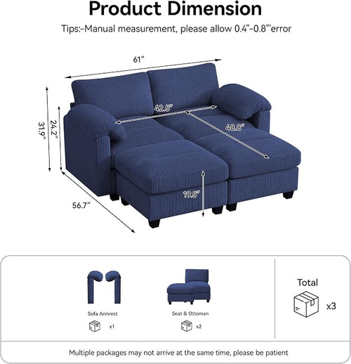 61'' Modular Loveseat Sofa - Image 2