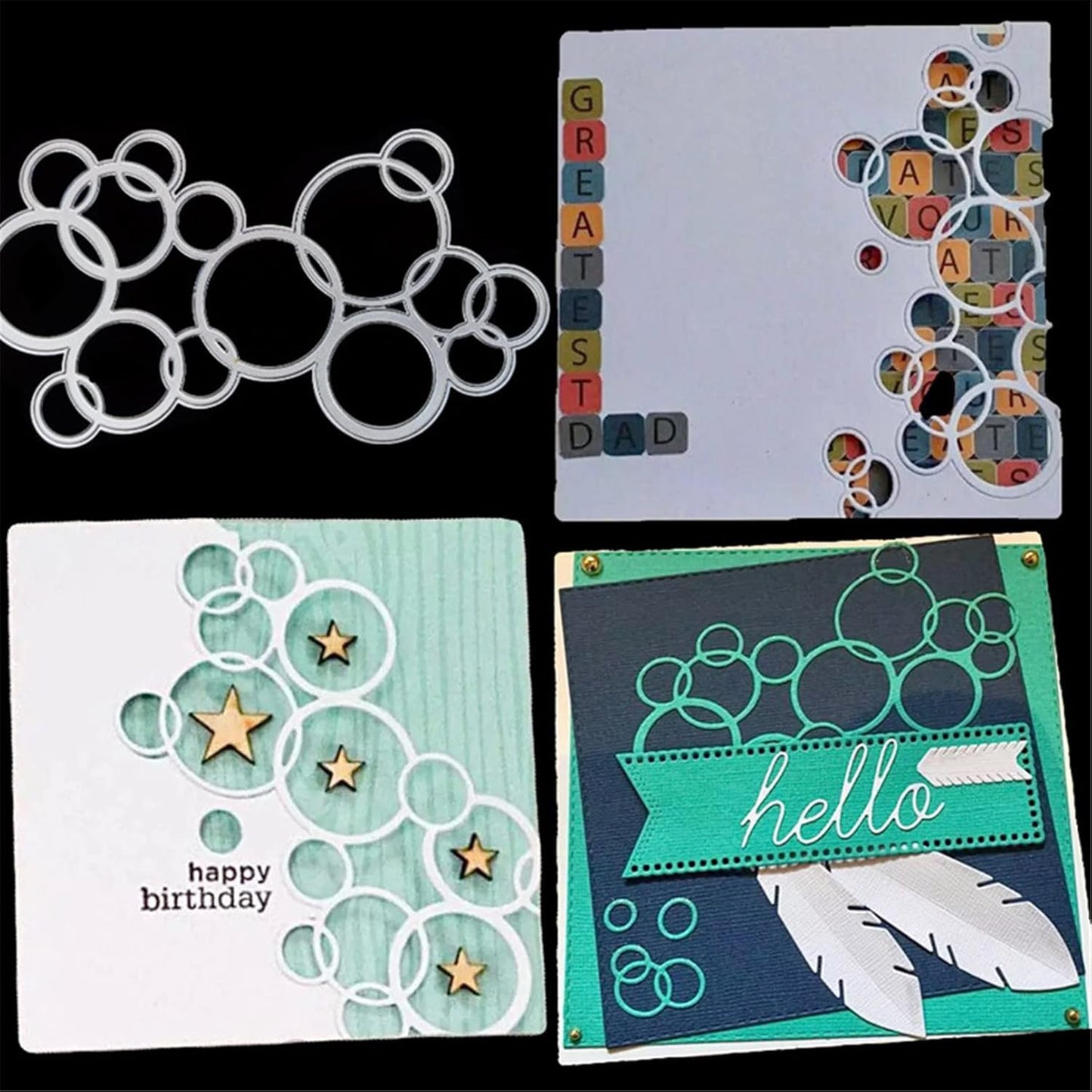 Mvchifay Cutting Dies for Card Making Metal Die-Cuts Scrapbooking Tool Hollow Frame DIY Craft Punch Template Embossing for Paper Album Decor (Bubble string-10.3x6cm)