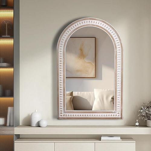 36x24 Inch Boho Beaded Arched Wall Mirror - Image 2