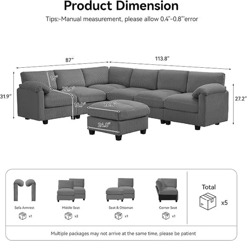 114'' V-Shaped Sectional Cloud Couch - Image 2