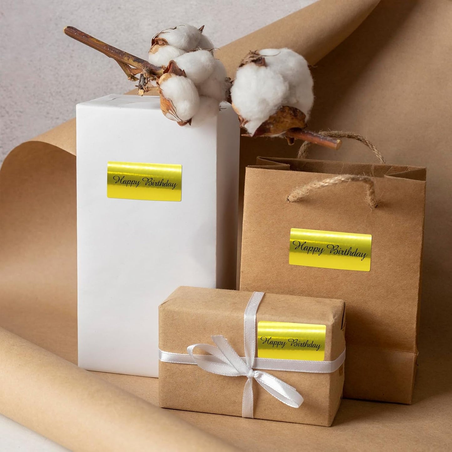 1" x 2" Gold Thermal Label Stickers,Waterproof Thermal Printer Sticker Labels for Gift Wrapping, Self-Adhesive Name Price Tag DIY Custom Logo Design (500 pcs,Gold)