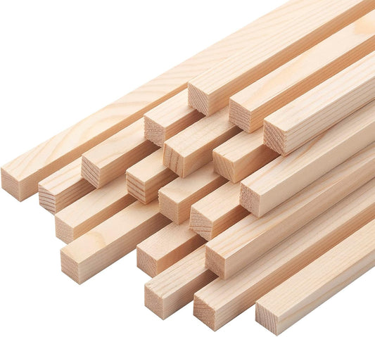 Square Wood Dowel Rods Wooden Craft Sticks, 20PCS 3/8" x 12" Wooden Square Dowel Rods for Crafting, Unfinished Hardwood Sticks Wood Pieces for Arts and DIYers, DIY Projects, Home Decor, Woodworking