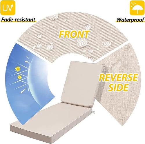 AAAAAcessories Outdoor Chaise Lounge Cushions, Fade-Resistant, Waterproof Patio - Image 2