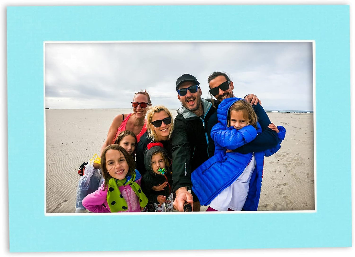 Poster Palooza 8x10 Mat Bevel Cut for 6x8 Photos - Acid Free Aquamarine Blue Precut Matboard - For Pictures, Photos, Framing - 4-ply Thickness