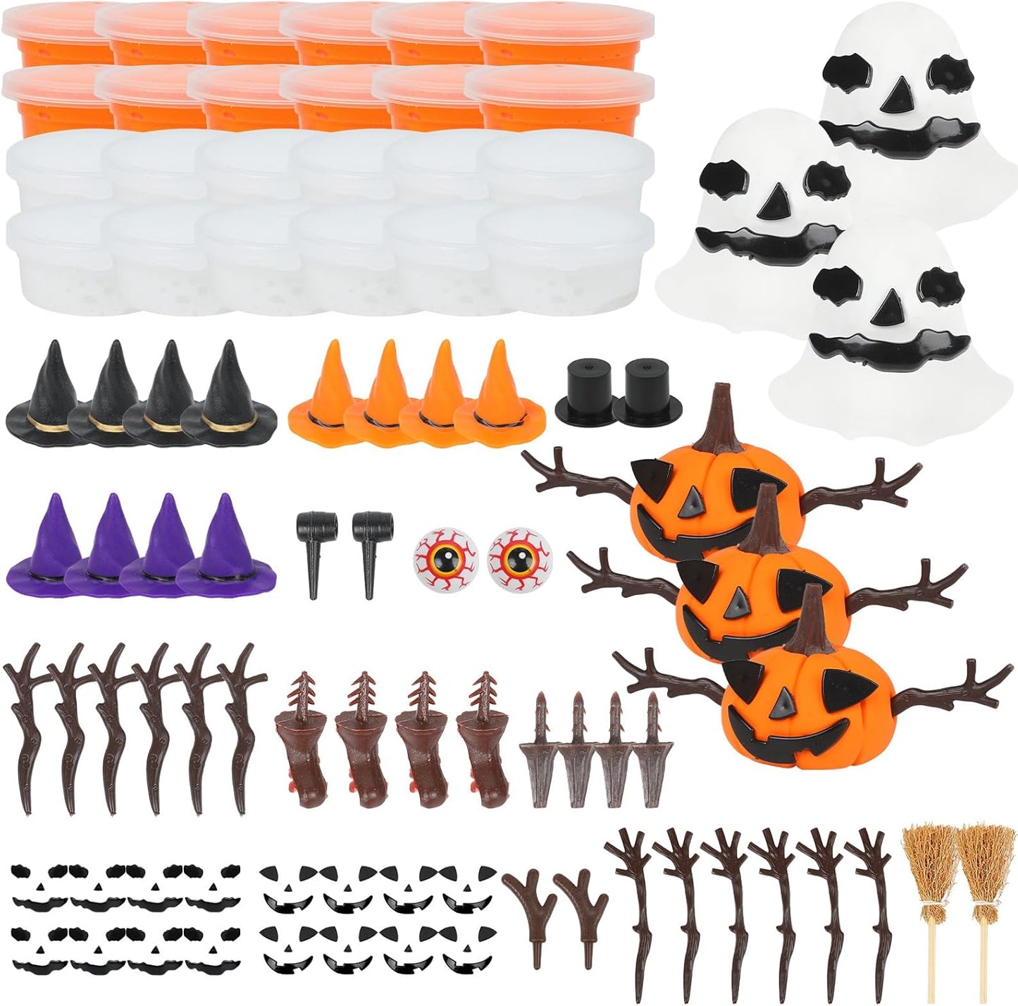 YOGFIT 72 Pack Halloween Pumpkin DIY Craft Clay Kit for Kids, Air Dry Moldable Clay DIY, Pumpkin Craft Kit for Halloween Decorations Indoor Outdoor Trick or Treat Party Favors