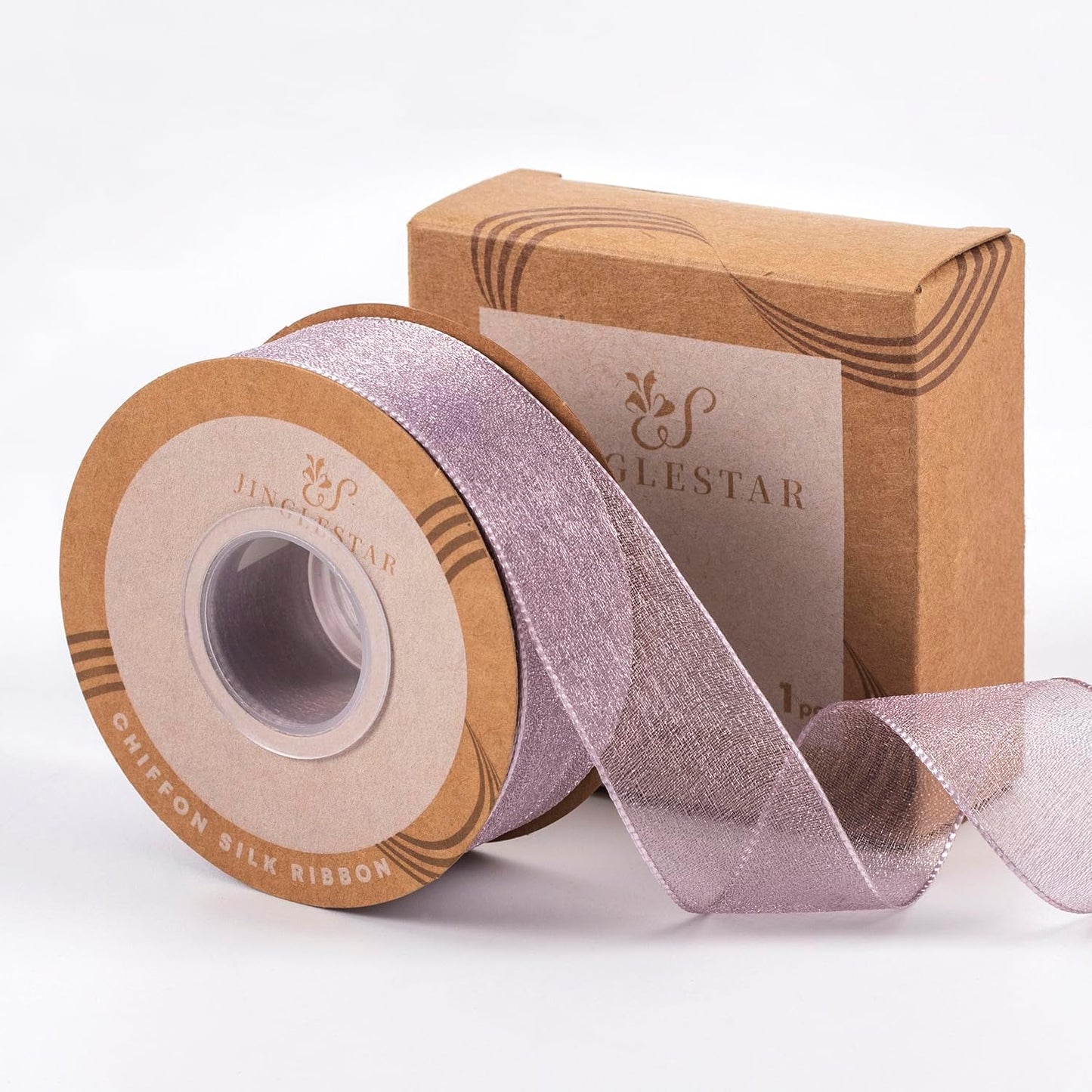 1 Inch Wide Sheer Chiffon Ribbon - Pearl Silk Woven Ribbon Suitable for Gift Wrapping, Wedding Decor, Home Decor, Girl Hair Accessories Handmade DIY (25 Yards/roll) (Purple)