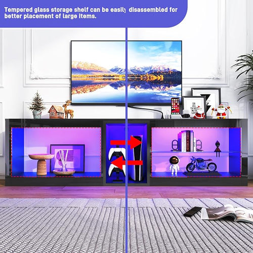 71in Large LED TV Stands W/Power Outlet - Image 2