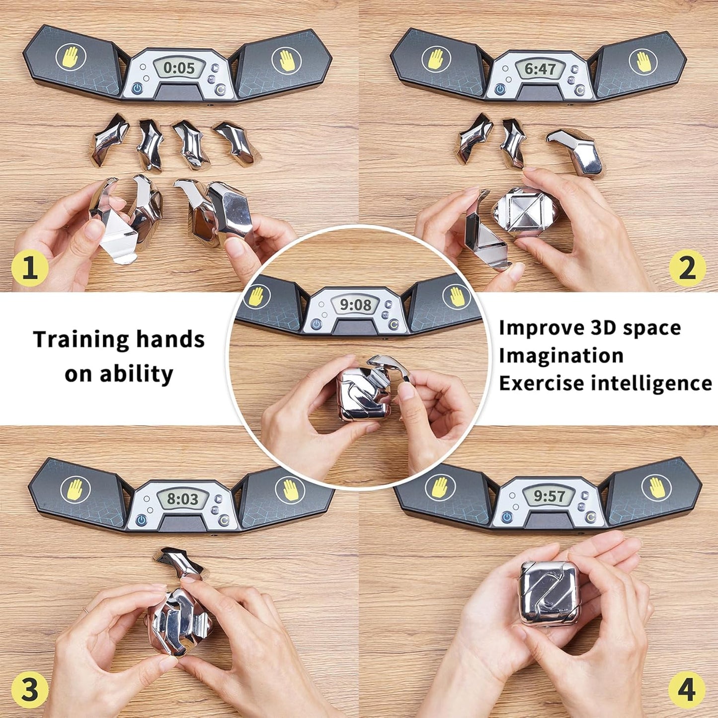 Metal-Puzzles Brain-Teaser 3D-Toys: Fidget-Toys Cool-Gadgets-Stuff Square-Cube-Box Puzzle-Toy ADHD Tools Stress Relief Gift for Kid Children Teen Adult Office Home School Christmas