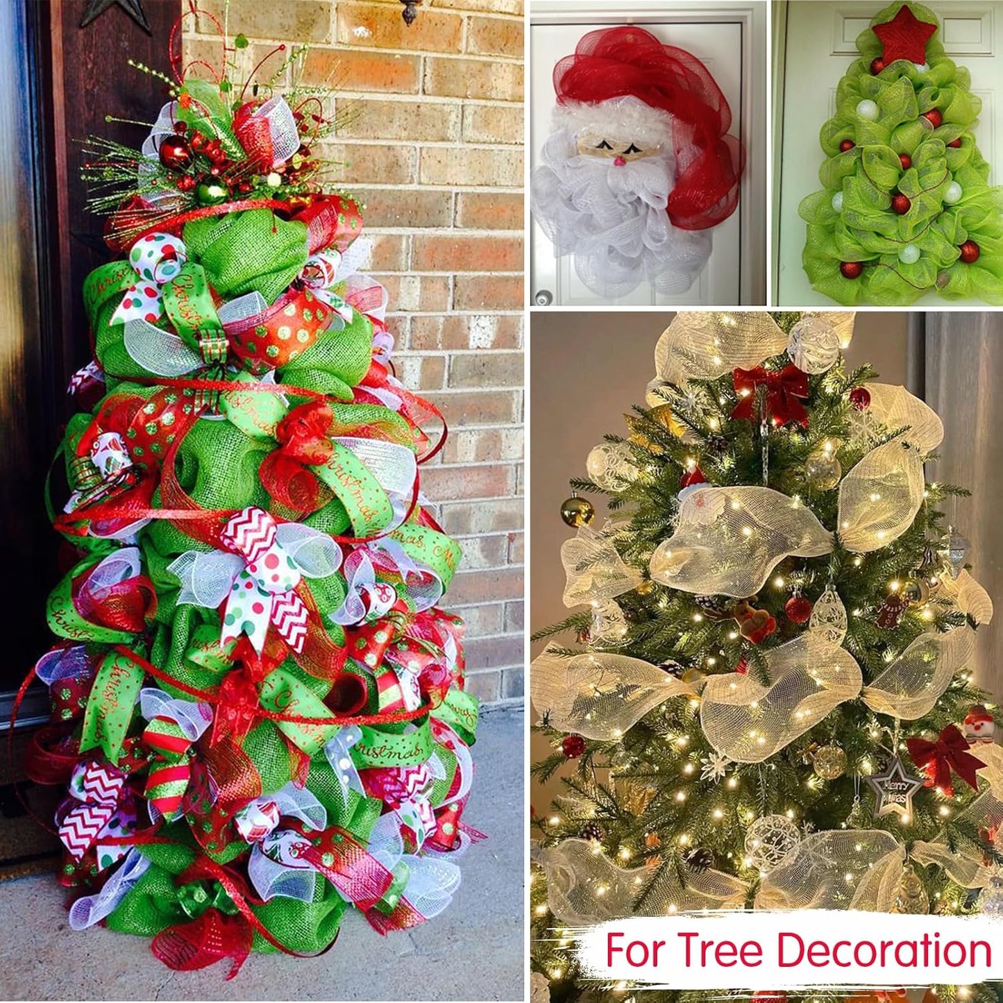 TONIFUL 2 Rolls 10 Inch Light Green Decorative Mesh Ribbbon Rolls, Fabric Mesh for Grinch Wreath Supplies, Front Door Wreath Crafts Tree Decor Christmas NewYears Halloween Decoration (10 yds/roll)
