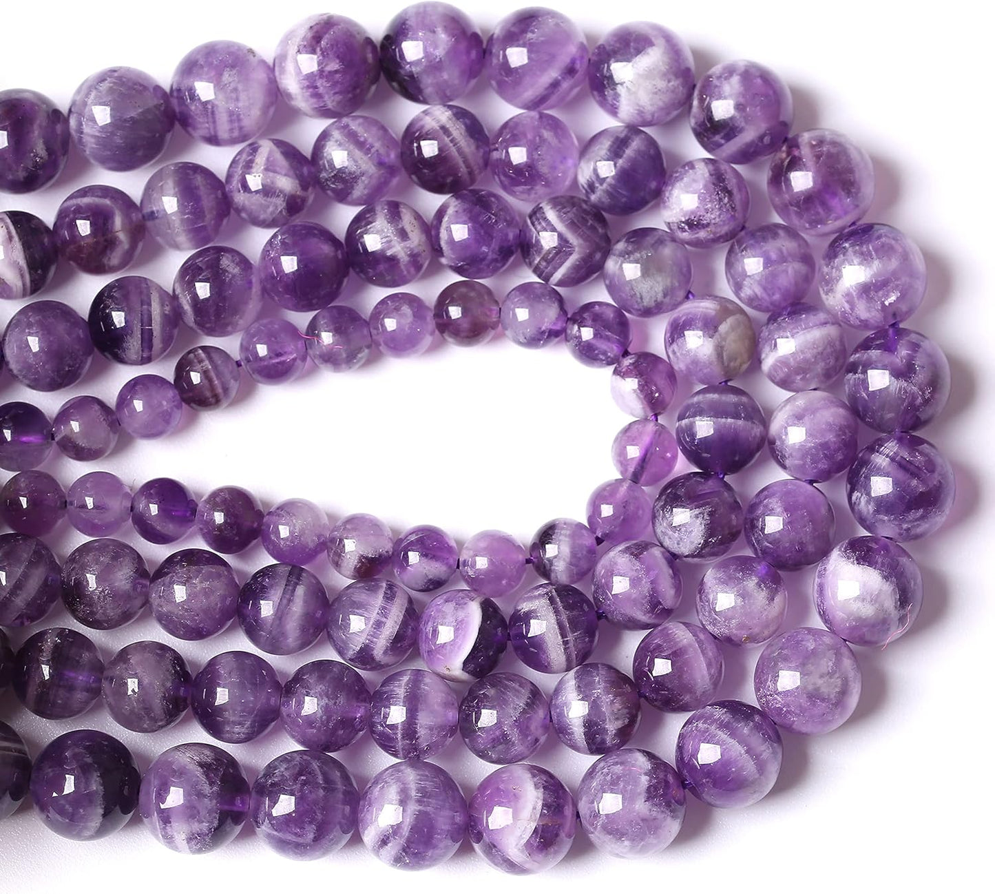 Natural Purple Dream Lace Amethysts Beads Crystal Round Loose Beads for Jewelry Making 12mm 32pcs 1 Strand 15" (Purple Dream Lace Amethysts, 12mm)