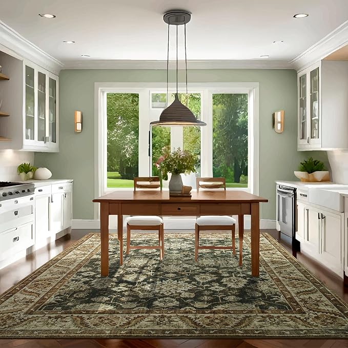 Area Rugs for Living Room, Washable 5x7 Area Rug for Bedroom, Retro Floral - Image 6