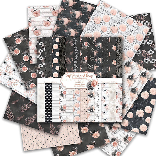 Scrapbook Paper 12x12 inch, 24 Sheets DIY Origami Decorative Craft, Double sided printing, Photo Album Decor Wooden-free Paper for Gift Wrapping Card Making Collage Album Decorative (Black)