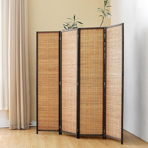 4 Panel Bamboo Room Divider Screen, 5.6 FT Tall Bamboo Divider Folding Panel - Image 2