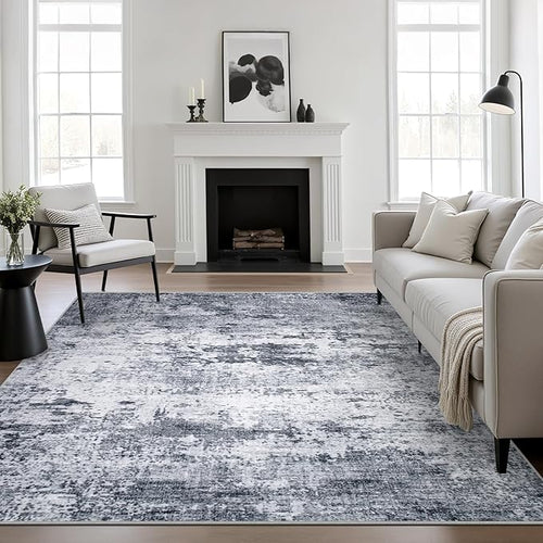 4x4 Area Rug Living Room Rug: Washable Modern Abstract Soft Thin Rug Indoor by FXRHLP