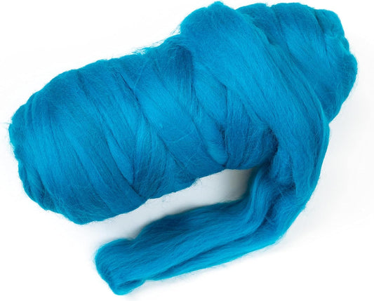 Kondoos Colored Natural Wool roving, 1 lb. Best Wool for Needle Felting, Wet Felting, handcrafts and Spinning.Wool Felting Yarn Supplies (Turquoise, 1 lb)