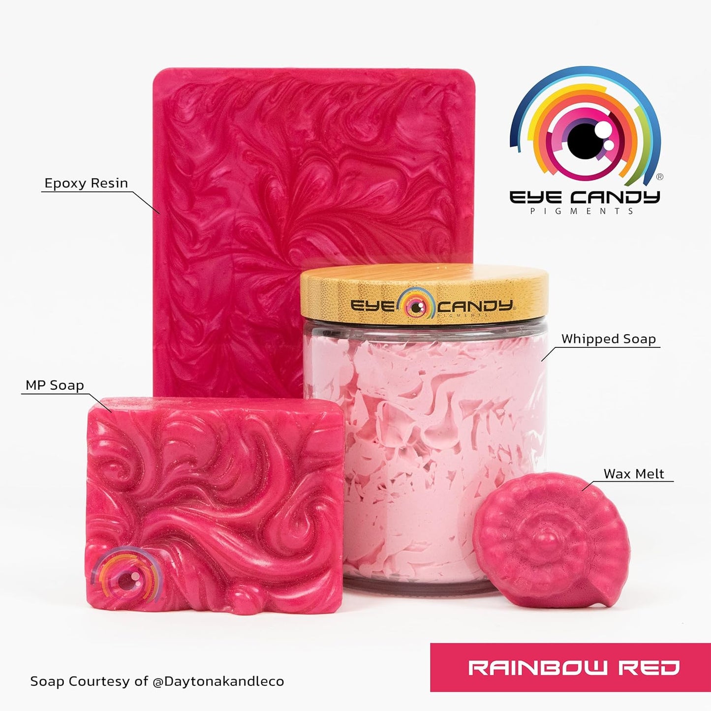 Eye Candy Pigments Premium Red Mica Powder - Rainbow Red (50gr) - for Epoxy, Resin, Soap, Paint, Woodworking, Acrylic Pouring, Bath Bombs, Fishing Lures - DIY Arts and Crafts Additive