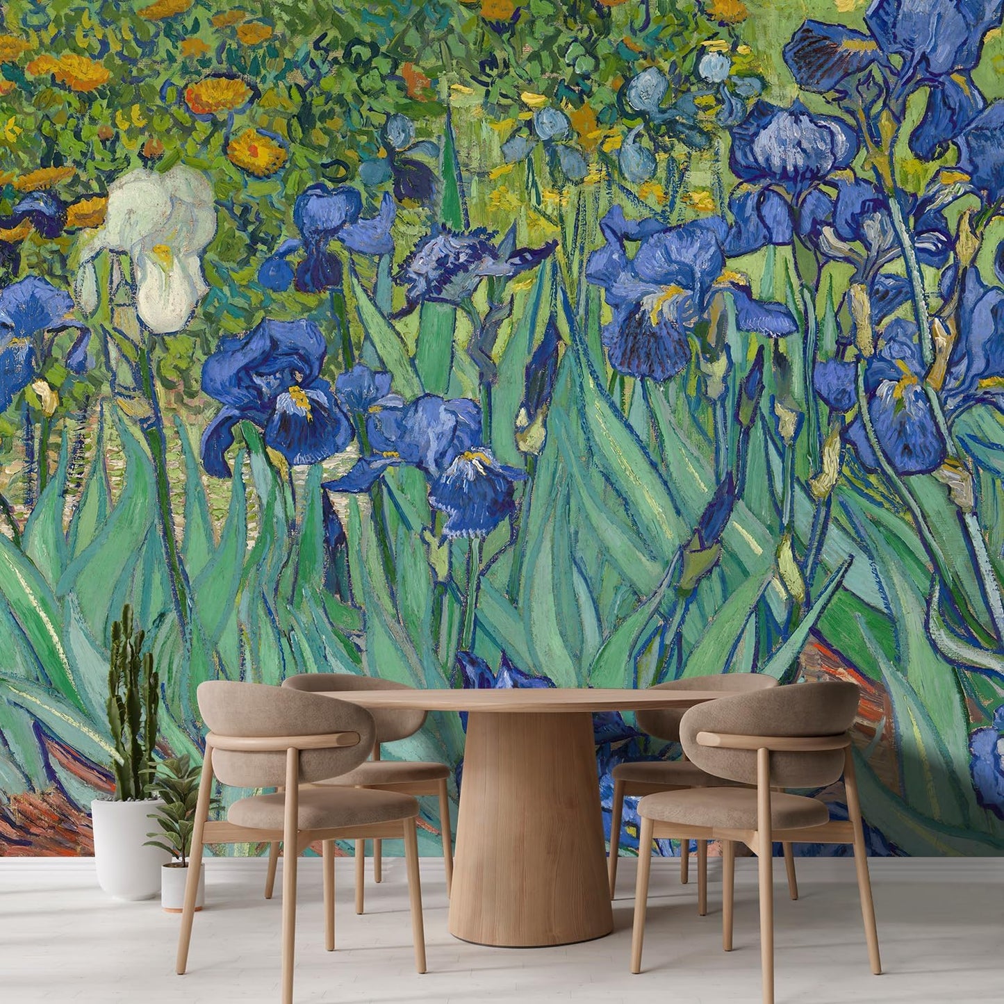 wall26 Wall Sticker/Wall Mural Irises by Vincent Van Gogh Dutch Impressionism, Not Peel and Stick, Non-Woven Wallpaper Decorative for Bedroom, Living Room, Office - 120x120 inches