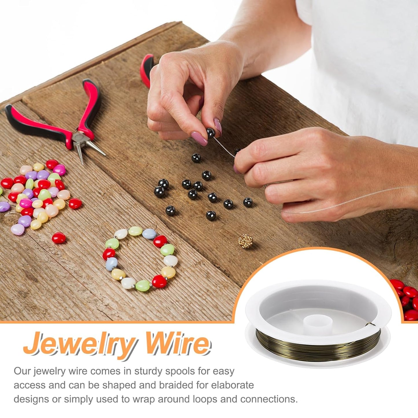 HARFINGTON 30ft Jewelry Wire, 26 Gauge (0.4mm) Brass Craft Soft Metal Tarnish Resistant Copper Beading Wire for Jewelry Making Supplies Crafting, Ancient Blue