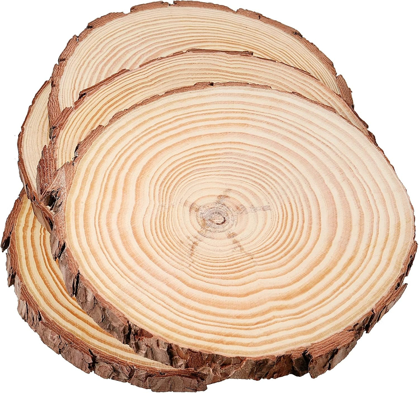JEUIHAU 10 PCS 6.7-7 Inches Natural Unfinished Wood Slices, Round Wooden Tree Bark Discs, Wooden Circles for DIY Crafts, Christmas, Rustic Wedding Ornaments