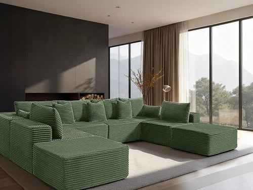 138" Cloud Sectional Couch, Comfort U Shaped Sofa by VYUXWO